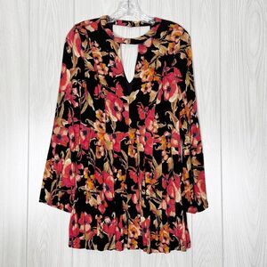 Free People | Black Floral Print Tegan Mini Dress Size 2